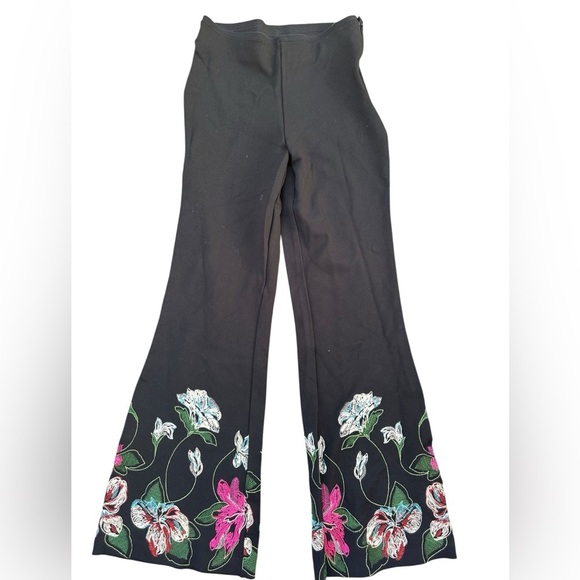 Rara Avis by Iris Apfel floral flare wide leg stretch pants XS - Picture 1 of 5